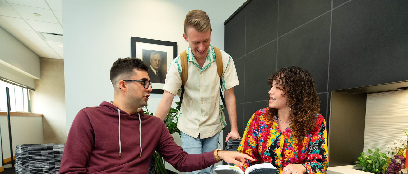Law students engaging with one another