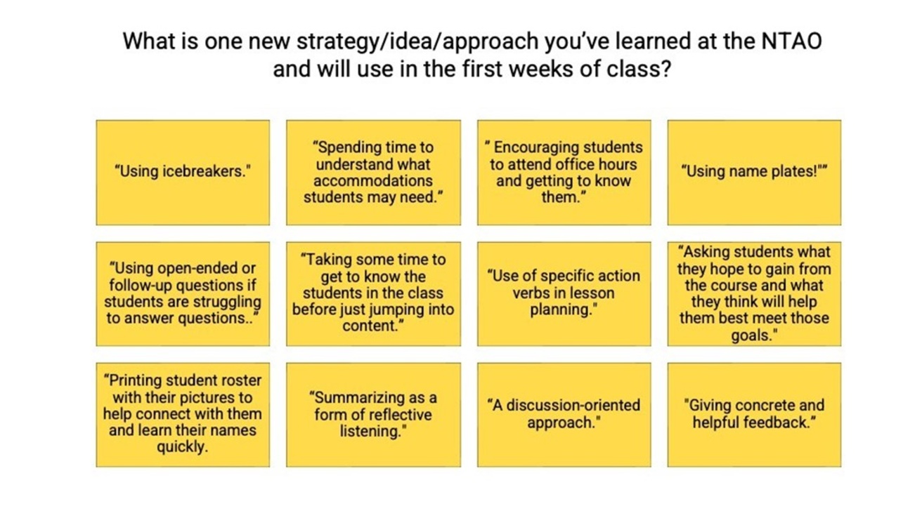 Strategies instructors learned from NTAO